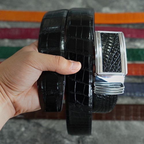 Real crocodile black - black, men's
