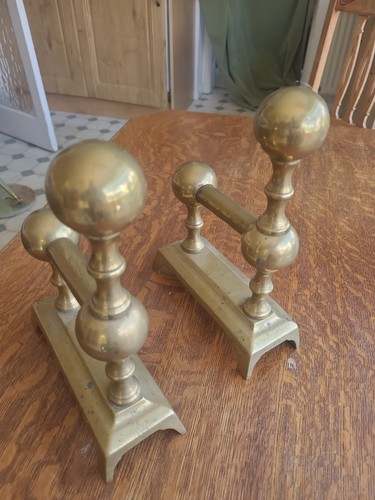 Antique brass andirons - antique,