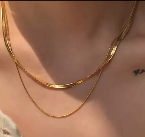 Double layer necklace gold - double,