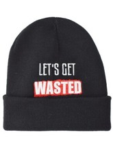 Genuine Darkside LET'S GET WASTED (C) Beanie offensive black Hat Cap ladies mens