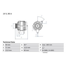 Bosch Car Alternator 12V fits