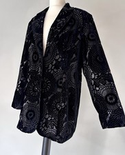Dreamkeeper Black Iridescent Bead Devore Burnout  Velvet Blazer Jacket L XL BNWT