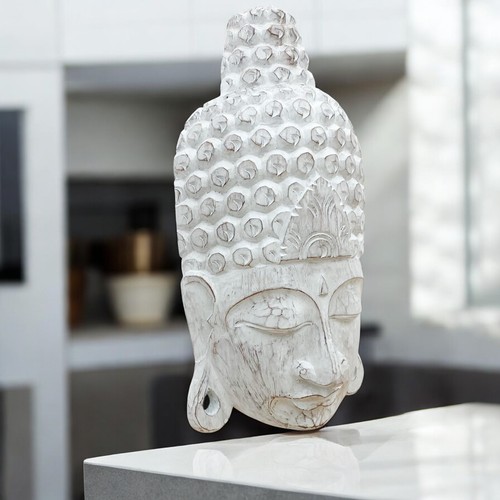 Wooden buddha head mask home - buddha,