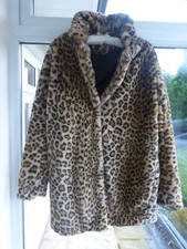 Kaffe Faux Fur Leopard Print Coat EU 38 Med UK 12