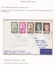 1958 French Polynesia Saar to Tahiti First Direct Flight by TAI Transports Aerie