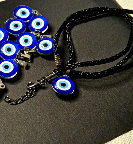 Blue evil eye round glass - eye,
