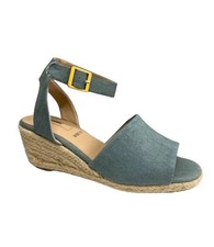 Ex M&S Women's Wide Fit Wedge Espadrilles in Denim Blue UK 5 RRP £29.50 #3201W