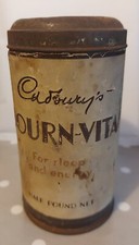 Rare Antique Cadbury's Bournvita 1/2lb Metal Tin 14cm high 7cm diameter