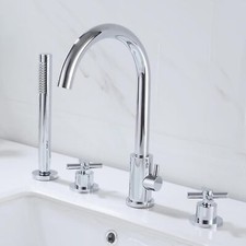 4 Hole Bath Taps Chrome Shower