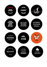 Adult Humour Pin Badges, 38mm