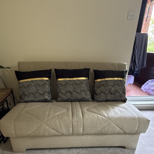 Beige convertible sofa bed - sofa,