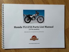 Honda TL125S  Parts List Manual (1970s Model) New Reproduction