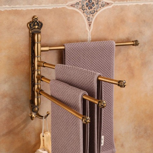 Antique brass wall mount towel - brass,