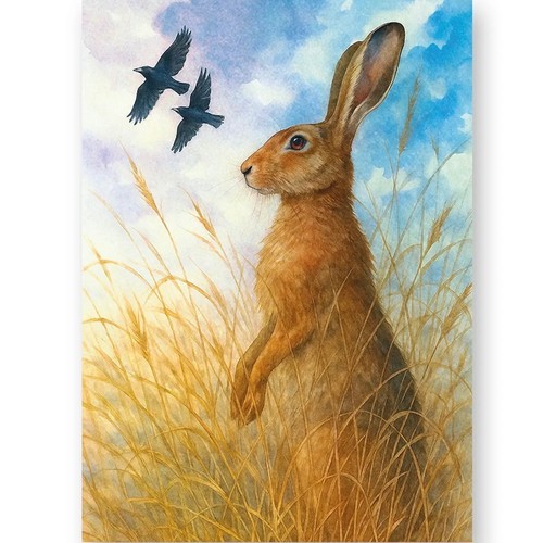 Meadow watch hare fine art - watch,