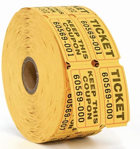 Yellow raffle tickets - tickets, x1000