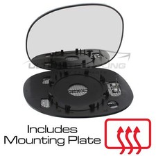 Wing Mirror Glass Citroen C3 2002-2010 Chrome Heated Convex Passenger Side Left