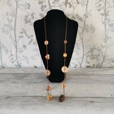 Handmade Chunky Wooden Beaded String Necklace Unique Upcycled Beads Present Gift