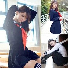 Halloween Japanese High School Girl Sailor Uniform Cosplay Costume Dress Hot