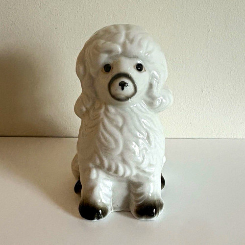 White ceramic porcelain - white, poodle