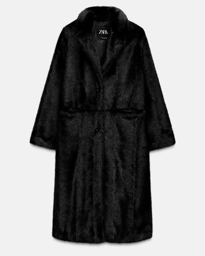 Zara black long - fur, coat