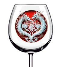 12x White Red Couple Dragon UV DTF Sticker Tumbler Wine Glass Bottle Cup
