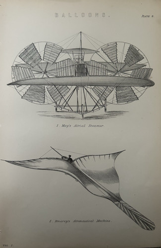 Antique print balloons c1870s - antique,