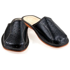 Mens Slippers Mules Black 100%