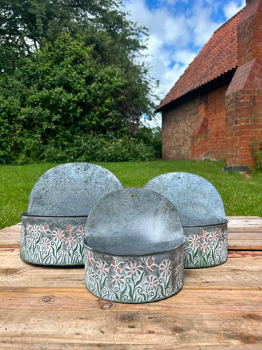 Set three floral - three, galvanised