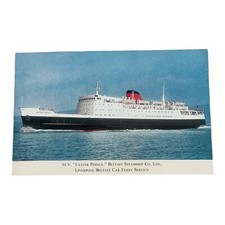 Vintage MV “Ulster Prince” Belfast steamship co car ferry unposted ship postcard