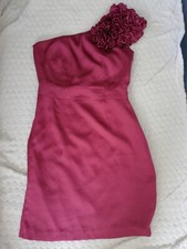 Marks and spencer dress size 8 dark pink one shoulder wedding bridesmaid party 