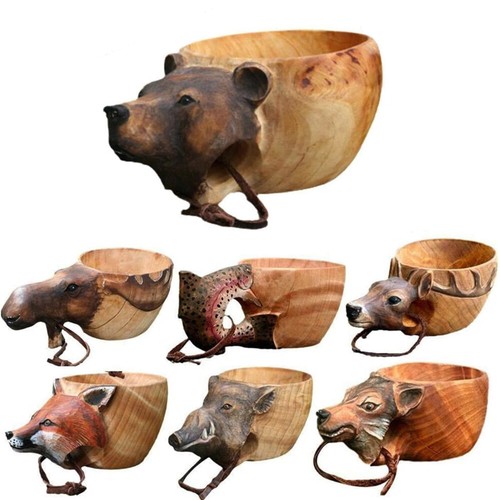 Hand carved rubber wooden mug - rubber,