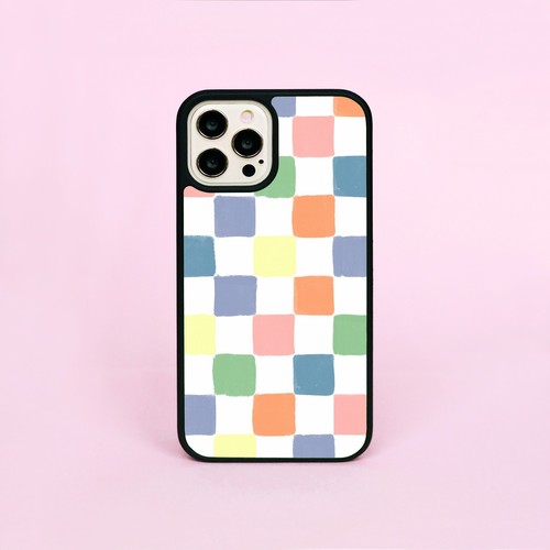 Wonky checkered pastel colour - checkered,