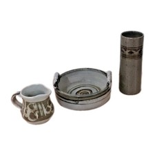 Castle Hedingham Pottery 3 Bespoke Items Jug Vase Bowl Set Charity Sale
