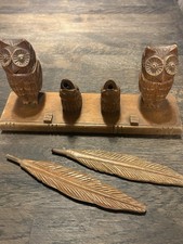 Black Forest Carving Owl Ink Wells