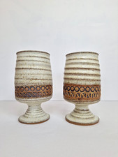 Two Vintage Broadstairs Pottery Goblets Rustic Stoneware Wine Mugs Handmade UK