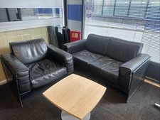 Sofa Set - Two Seater - 1 Seat - Black Italian Leather