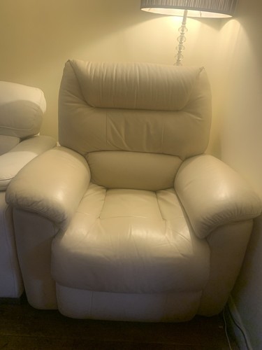 Cream leather arm chair - cream,