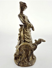 Edwardian Lady Walking Borzoi