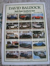 DAVID BALDOCK KENT CAR STOCK LIST 1991 POSTER ADVERT APPROX A4 FILE 9