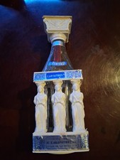 Rare Vintage Greek Caryatides Ouzounis Ouzo Empty Bottle  6in Class & plastic 