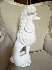 French Poodle Figurine Statue Sculpture 18in White Resin Modern Luxury Decor