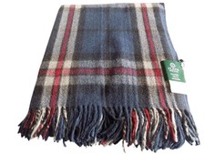 Highland Wool Blend Tartan Blanket / Throw  Thomson Navy Tartan