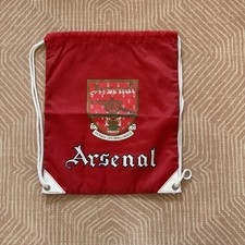 Official Vintage Arsenal 90s Drawstring Kit Bag PE Boot Shirt Red String 94/95