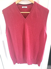 N.Peal 100% Cashmere V Neck Sweatshirt Vest Size L Red Wine