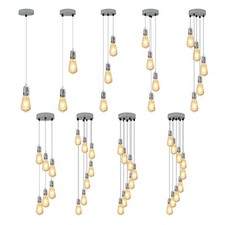 1-9 Way Chrome Metal Pendant light E27 Cluster Modern Hanging Ceiling Lamp