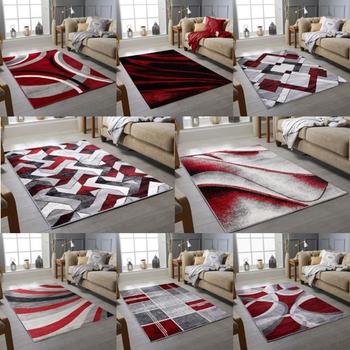 Modern pattern rug red - rug, grey