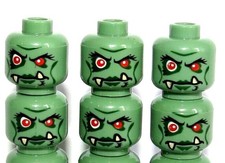 LEGO 6 Green Head Heads For