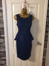Lipsy London Michelle Keegan Women's Navy Bodycon Scuba Dress Size UK 8 BNWOTS