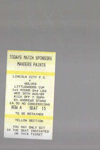 Used ticket lincoln city v - lincoln,