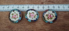 3 Vintage Enamel Buttons 25mm Diameter